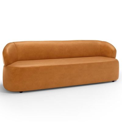 Sofá 3 Lugares Orgânico Sala De Estar Living 205cm Carmen F04 Couríssimo Whisky - Lyam Decor