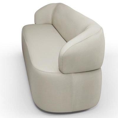 Sofá 3 Lugares Orgânico Sala De Estar Living 205cm Carmen F04 Couríssimo Off White - Lyam Decor
