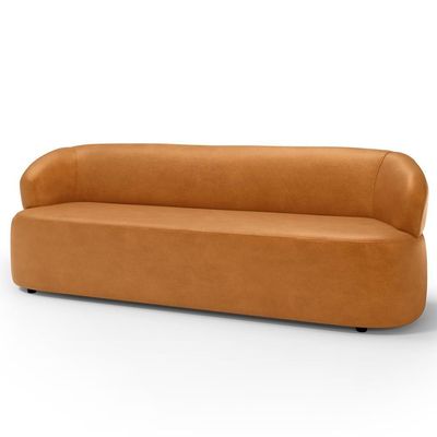 Sofá 3 Lugares Orgânico Sala De Estar Living 205cm Carmen F04 Couríssimo Whisky - Lyam Decor