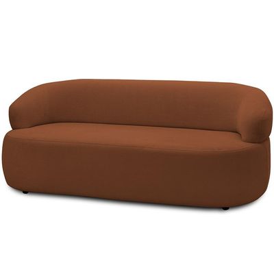 Sofá 3 Lugares Orgânico Sala De Estar Living 170cm Carmen F04 Veludo Telha - Lyam Decor