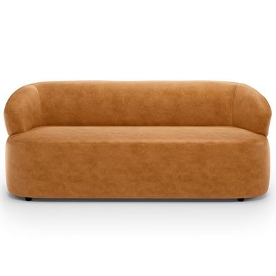 Sofá 3 Lugares Orgânico Sala De Estar Living 170cm Carmen F04 Couríssimo Whisky - Lyam Decor