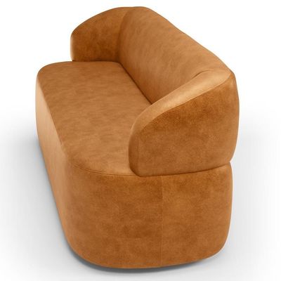 Sofá 3 Lugares Orgânico Sala De Estar Living 170cm Carmen F04 Couríssimo Whisky - Lyam Decor