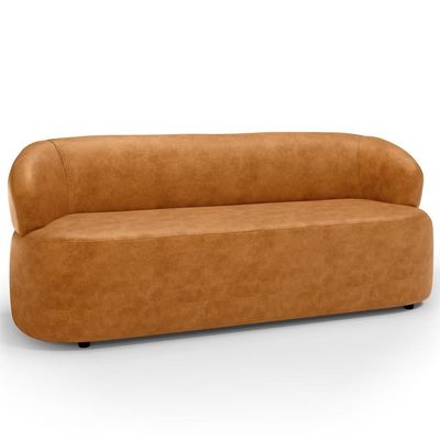 Sofá 3 Lugares Orgânico Sala De Estar Living 170cm Carmen F04 Couríssimo Whisky - Lyam Decor