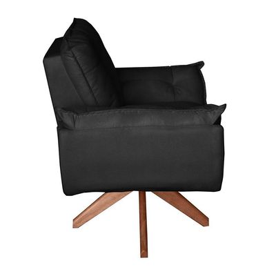 Poltrona Cadeira Glamour Opala Com Base Giratória 30cm Em Madeira preto
