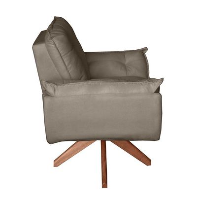 Poltrona Cadeira Glamour Opala Com Base Giratória 30cm Em Madeira capuccino