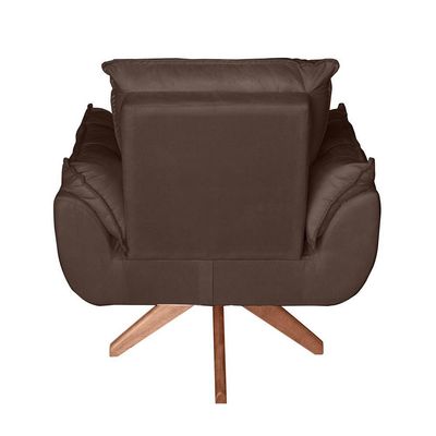 Poltrona Cadeira Glamour Opala Com Base Giratória 30cm Em Madeira marrom