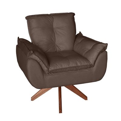 Poltrona Cadeira Glamour Opala Com Base Giratória 30cm Em Madeira marrom