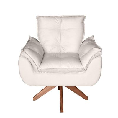 Poltrona Cadeira Glamour Opala Com Base Giratória 30cm Em Madeira bege