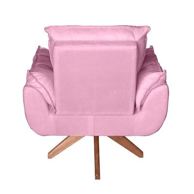 Poltrona Cadeira Glamour Opala Com Base Giratória 30cm Em Madeira rosê