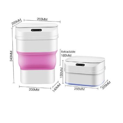 Lixeira Automática Inteligente Dobrável Com Sensor Infravermelho – Retrátil, à Prova D’água 8l Rosa