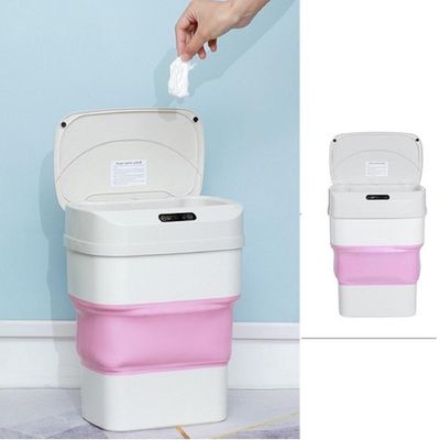 Lixeira Automática Inteligente Dobrável Com Sensor Infravermelho – Retrátil, à Prova D’água 8l Rosa