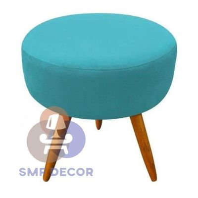 Kit 02 Puff Redondo Pés Palito azul Turquesa