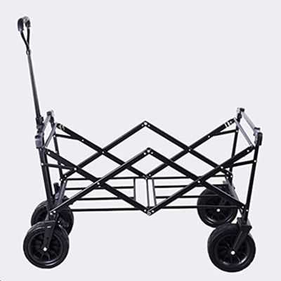 Carrinho Dobrável Multiuso Para Camping, Praia E Transporte – 100kg De Capacidade - Preto
