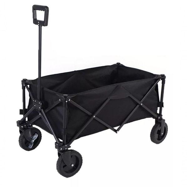 Carrinho Dobrável Multiuso Para Camping, Praia E Transporte – 100kg De Capacidade - Preto