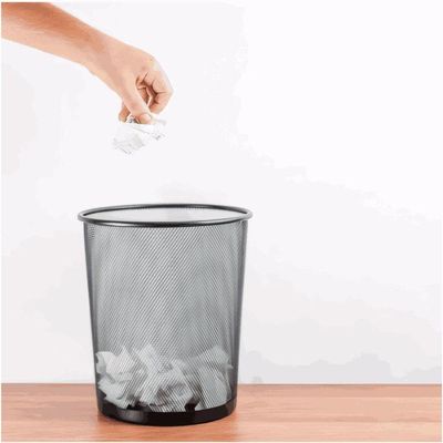 Cesto Lixeira Aramada De Metal 10l Telado Vazado Escritorio Sala Consultorio Decorativo Preto