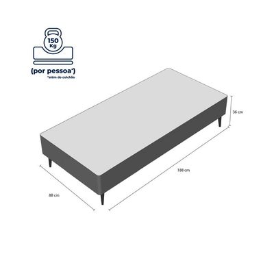 Base Sommier Preto Solteiro (88x188x23) - Ortobom