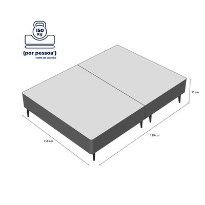 Base Sommier Camurça Cinza Queen (158x198x23) - Ortobom