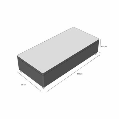 Base Baú Phy Camurça Cinza Solteiro (88x188x39) - Ortobom