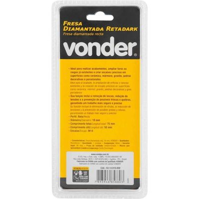 Fresa Diamantada Reta 10 Mm Vonder