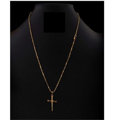 Corrente Tijolinho Com Pingente Cruz Prego Cordão Fina
