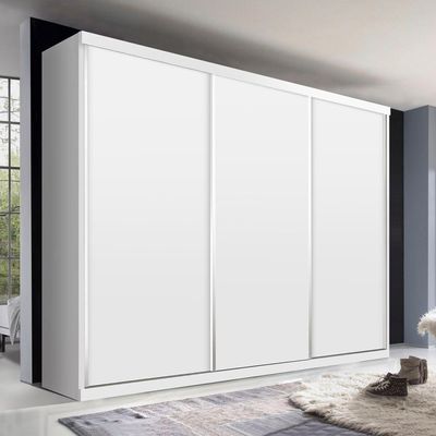 Guarda Roupa Casal 3 Portas De Correr 4 Gavetas Cronos Minastex Branco