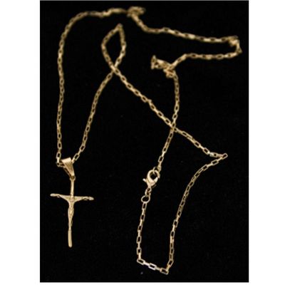 Corrente Lagosta 1,5mm Pingente Jesus Na Cruz Fina