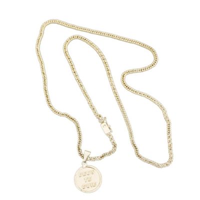 Corrente Grumet 3mm Pingente Medalha Deus Te Guie