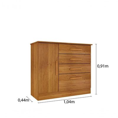 Cômoda Chicago 4 Gavetas 1 Portas Tcil Cinamomo