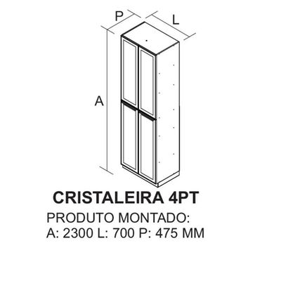 Cristaleira 4 Portas Em Vidro Essence 230cm - Itatiaia Fendi