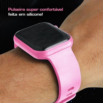 Relogio Digital Infantil Rosa + Oculos Proteção Uv + Caixa Kids Barbie