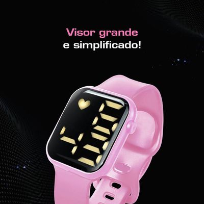 Relogio Digital Infantil Rosa + Oculos Proteção Uv + Caixa Kids Barbie