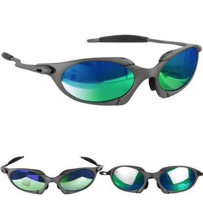 Oculos Sol Proteção Uv Cinza Lupa Metal Masculino + Case