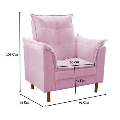 Poltrona De Amamentação Ergonômica Loana Com Puff Suede Rosê