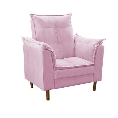 Poltrona De Amamentação Ergonômica Loana Com Puff Suede Rosê
