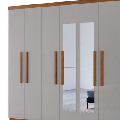 Guarda Roupa Casal Hera Premium Com Espelho 8 Portas Moderna Naturalle/off White