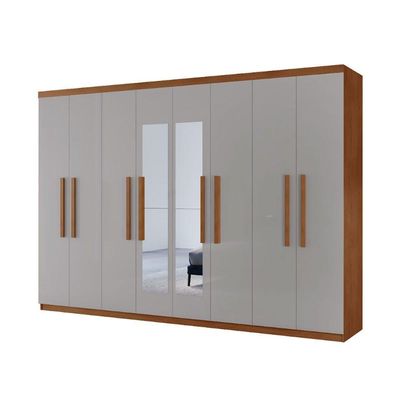 Guarda Roupa Casal Hera Premium Com Espelho 8 Portas Moderna Naturalle/off White