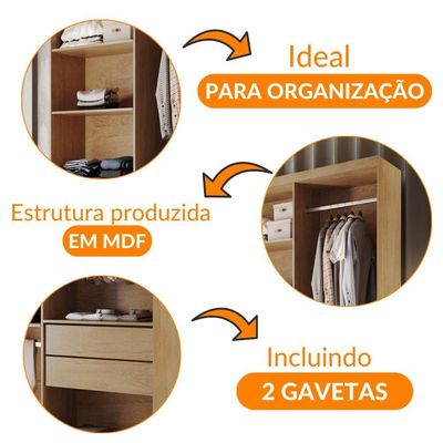 Closet Solteiro Hera 2 Gavetas 4 Prateleiras Mdf Rufato Imbuia