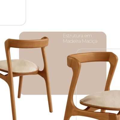 Conjunto Com 2 Cadeiras Madeira Solaris Moderna Mobilia.