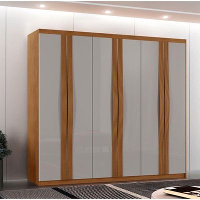 Guarda Roupa Casal Dunas Mdf 6 Portas E 2 Gavetas Moderna Naturalle/off White