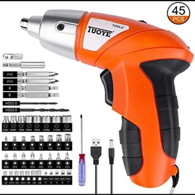Kit Parafusadeira 4.8v 45 Acessórios Bateria Recarregável