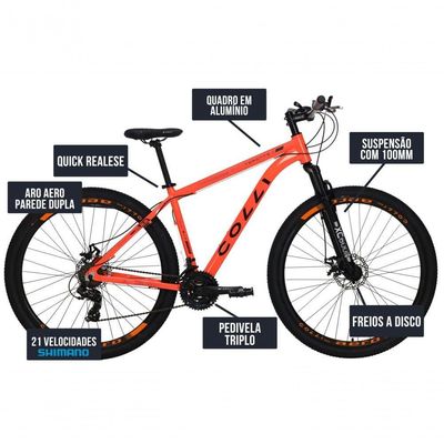 Bicicleta Colli Toronto Aluminio Aro 29 Disco-shimano 21v Laranja