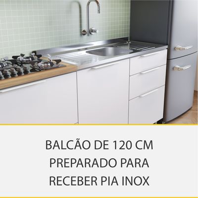 Cozinha Completa em MDF Nesher Paris Ripada com 270 cm de Largura, 8 Portas, 6 Gavetas e 12 Prateleiras - Branco/Nature