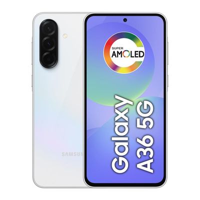 Smartphone Samsung Galaxy A36 5G Branco 128GB, 6GB RAM, Câmera Tripla até 50MP, Tela Super AMOLED 6.7", IP67, NFC, Recursos AI e Snapdragon 6 Gen 3