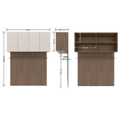 Módulo Ponte 160 Bartira Lugano com 4 Portas e 2 Prateleiras Casal - Avelã/Capuccino