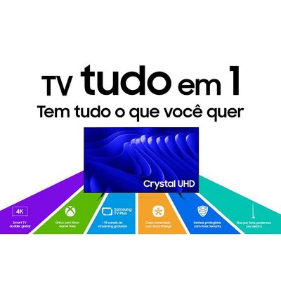 Smart TV 98" Samsung Crystal UHD 4K UN98DU9000 com Wi-Fi integrado, Bluetooth, Gaming Hub, Alexa e Som em Movimento Virtual