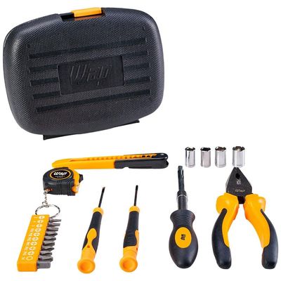 Kit de Ferramentas WAP MKF21 com Trena, Chaves, Estilete, Alicate, Maleta – 21 Peças