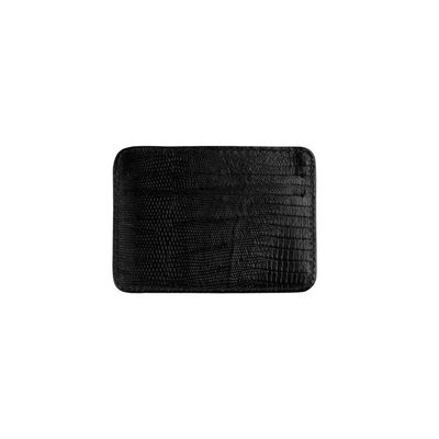 Porta Cartão Masculino De Couro Lezard Preto U / Preto