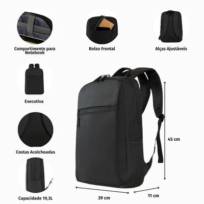 Mochila Executiva para Notebook Horizonte U / Preto