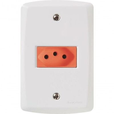 Conjunto 4x2 Com 1 Tomada 2p+t 20 A 250 V Tramontina Lux2 Vermelho E Branco