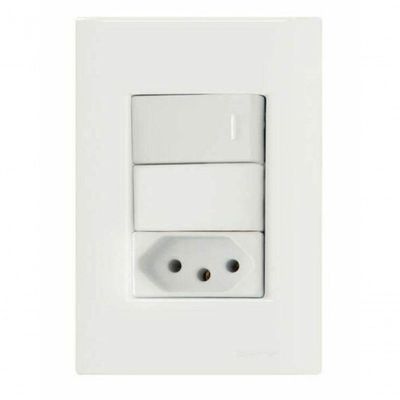 Conjunto 4x2 1 Interruptor Simples 10 A 250 V 1 Tomada 2p+t 10 A 250 V Tramontina Giz